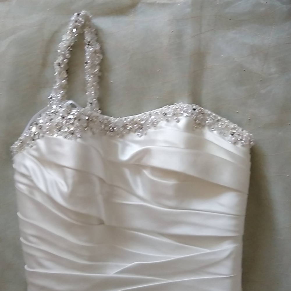 Allure Bridals Satin Ruched Bodice & Crystal Gown